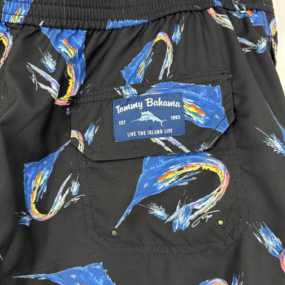 Tommy Bahama Mens Artist Series Swordfish Tropical Cargo Swim Trunks Lined Large - Picture 5 of 8